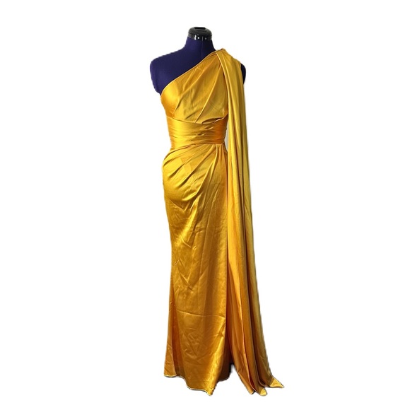 Dresses & Skirts - Yellow Shiny Formal One Shoulder Maxi Dress